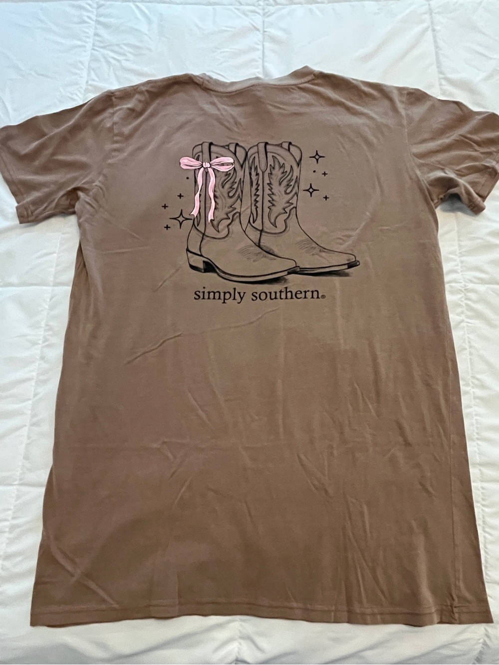 Simply Southern Boots with a Pink Bow. Size Large. Brown